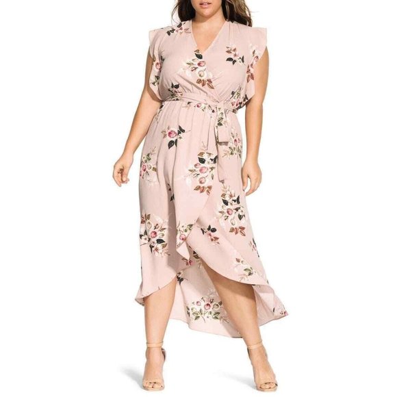City Chic Dresses & Skirts - City Chic Rose Play Maxi Wrap Dress Plus Size 16W